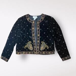 Papell Boutique Evening Vintage Sequin Beaded Jacket Size‎ XL
